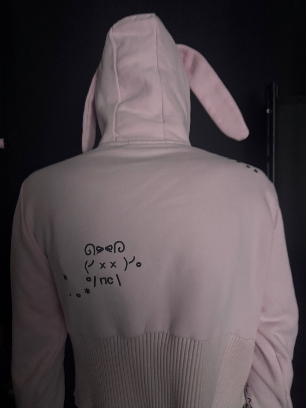 Named collective Malfuncation Bunny fitted hoodie baby pink detachable ears